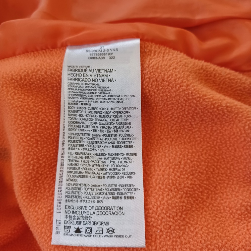 Nike Camouflage Puffer‎ Jacket Size 3T Hooded Insulated Coat Orange Lined Winter - Picture 6 of 7